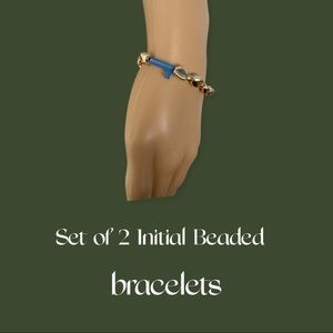 Set of 2 Initial Beaded Bracelets